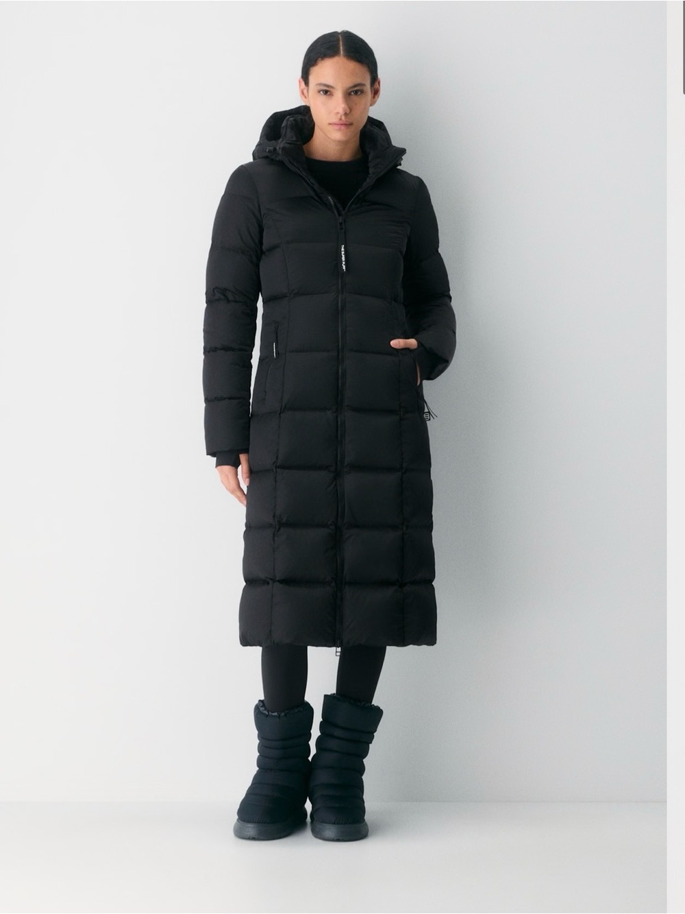 TNA Long Puffer Coat in Dark Brown